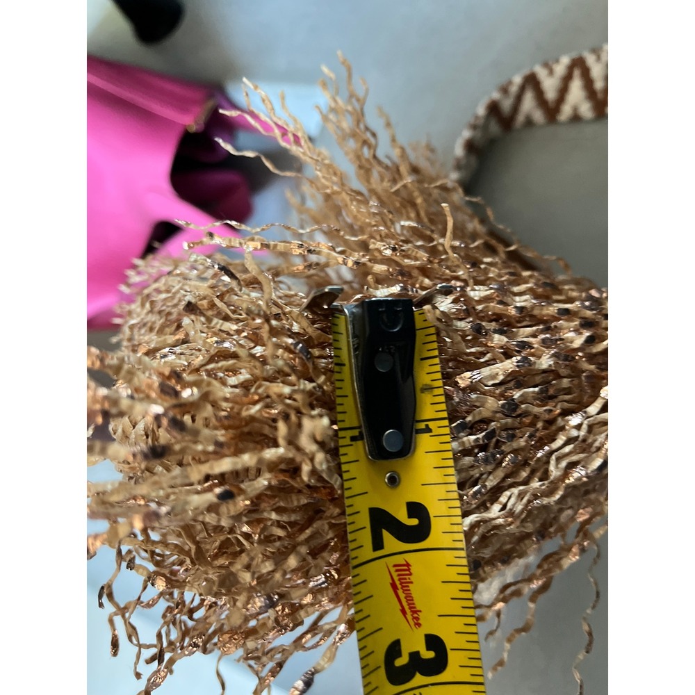 ViaMailBag Italy Rose Gold Glitter Fringe Straw Bucket Bag Boho Summer Festival - Picture 16 of 16